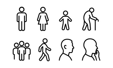 Simple icon set representing different stages and aspects of human life vector illustration