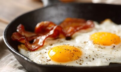 fried eggs with bacon, Generative AI