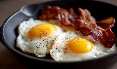 fried eggs with bacon, Generative AI