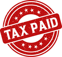 Tax paid red stamp, Round vintage rubber stamp
