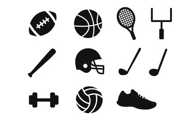 Sports Equipment Silhouette Icons