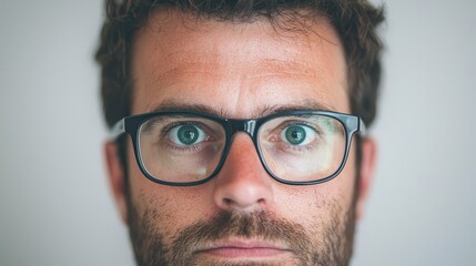Serious man with glasses staring directly at the camera