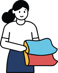 Woman Folding Laundry in Daily Routine