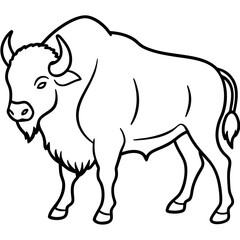 Woodland Bison Minimalist Line Illustration