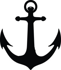 Bold Black Anchor Silhouetted Against a Plain White Background Depicting Naval Theme
