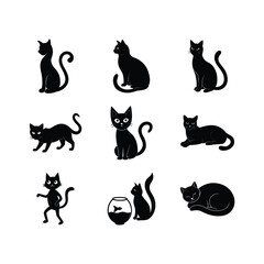 Fototapeta premium Black Cat Silhouette Vector Collection