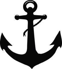 Monochromatic Anchor Silhouette Design for Nautical and Maritime Themes, Decoration, and Illustration