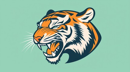 Tiger head graphic design, vibrant colors, royalty free illustration, for digital media use