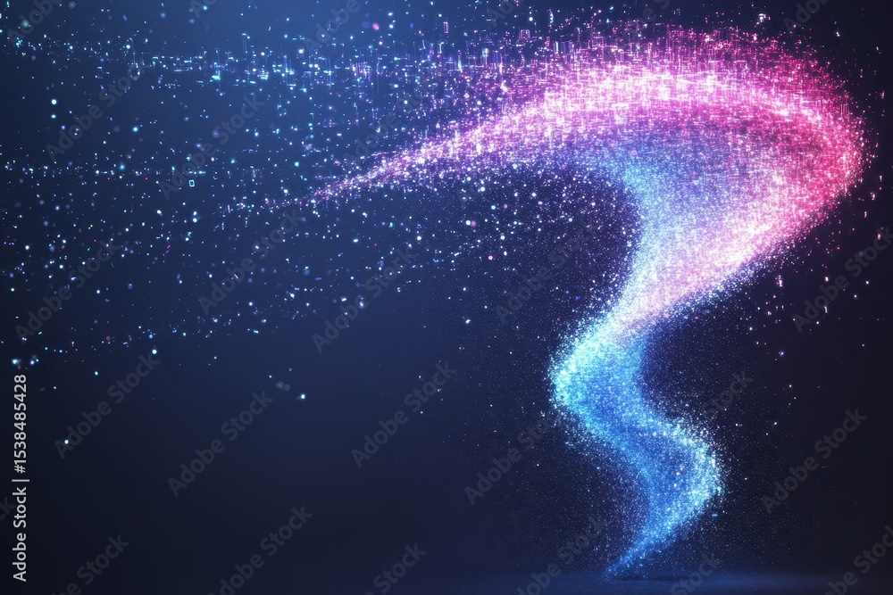 Poster neon tornado illustrating digital disruption and innovation in a vibrant display of color and motion