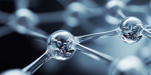 Glass molecules forming a network creating a futuristic science background