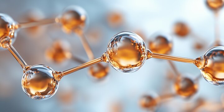 Glassy molecular structure representing a chemical or biological process