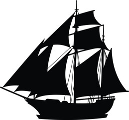 Silhouette of a majestic tall ship sailing on the open sea at night © hamiduls11arts