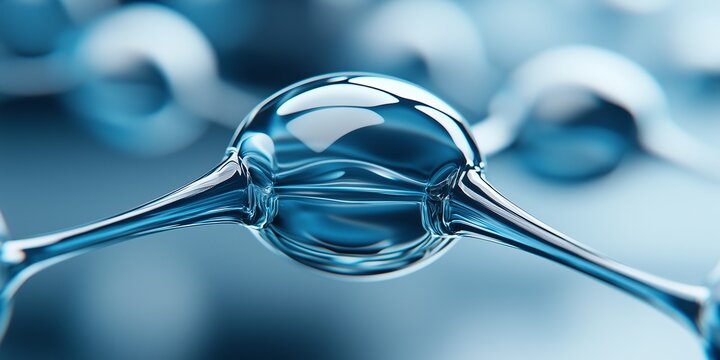 Glass molecules forming abstract structure with blue background