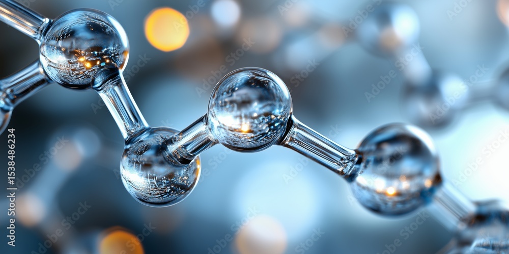 Aufkleber glass molecule structure forming a network on a blurred background