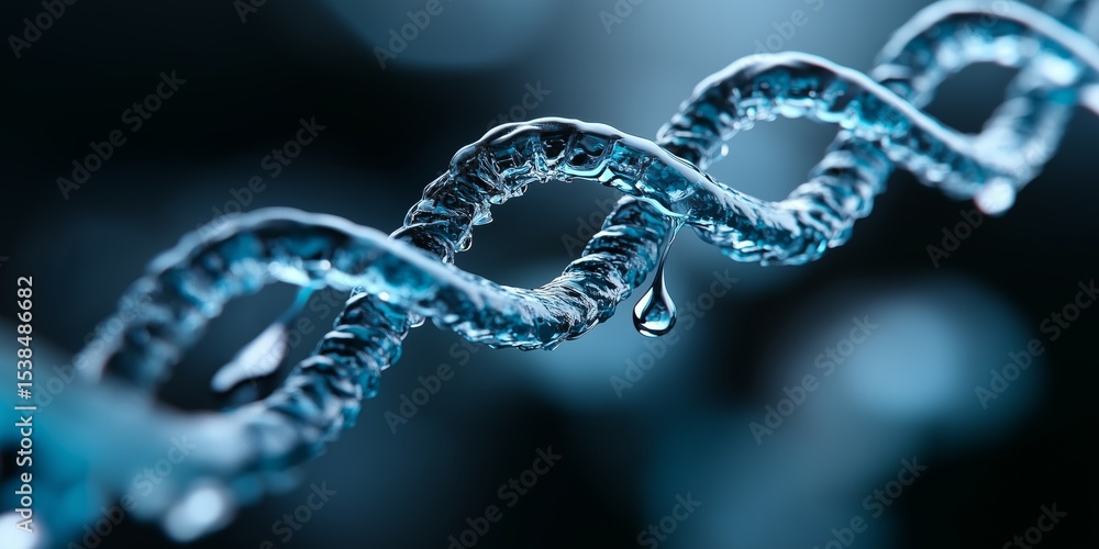 Aufkleber water forming a double helix shape resembling dna structure with dripping drop