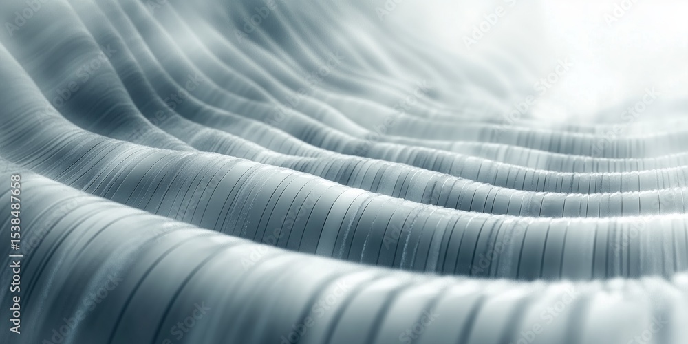 Poster metallic waves forming an abstract undulating landscape with soft light