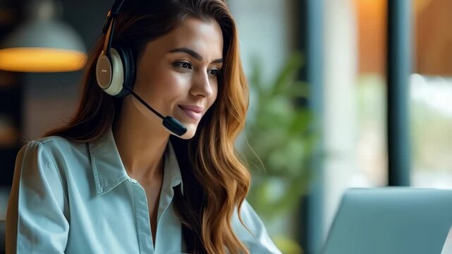 Stylish office IT rep offers customer support with engagement and expertise. Customer service representative