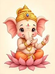 Adorable baby Ganesha blessing pose illustration