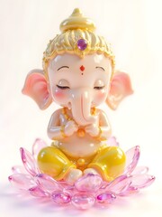Adorable baby Ganesha blessing pose illustration