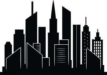 Obraz premium Urban skyline silhouette with clean and minimal buildings