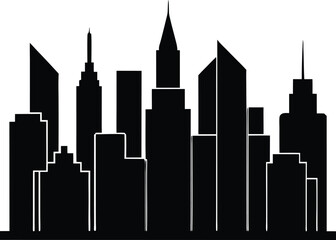 Vector silhouette of a minimalist city skyline design
