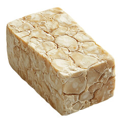 Fresh block of tempeh food ingredient for healthy vegan protein isolated on transparent background, png 