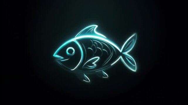 Neon Fish Icon Animations in Different Colors for Modern and Retro Style Designs