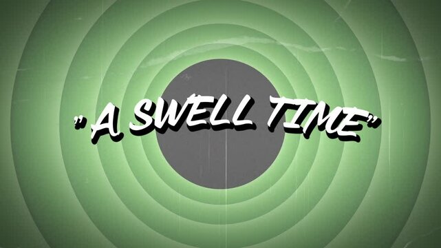 Fading green concentric rings unveiling title text on backdrop with vintage film scratches