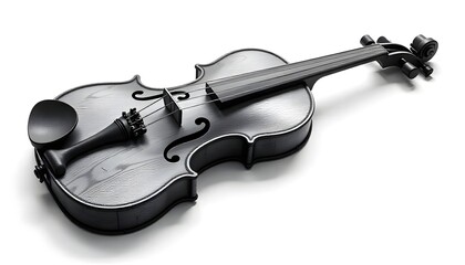 Artistic charcoal-style sketch of vintage violin with flowing musical notes on white background high resolution image