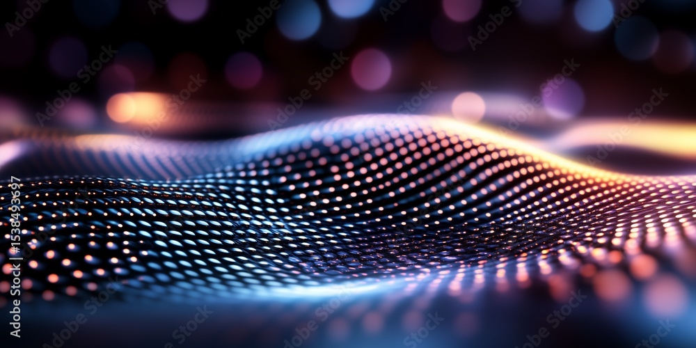 Poster abstract colorful wave particles flowing background