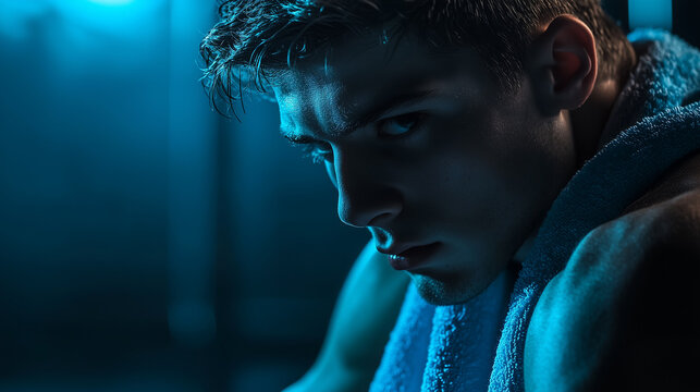 International Men’s Day Portrait Of Focused Man In Blue Light Highlighting Mental Strength Emotional Health And Personal Resilience In Global Celebration Of Positive Male Role Models