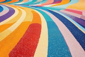 Vibrant running track surrounded by stadium seating on a sunny summer day showcasing an energetic outdoor athletic environment