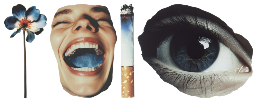 PNG Surreal collage art elements, element set on transparent background