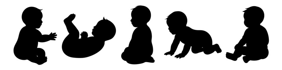 Baby silhouette. Baby vector silhouette.