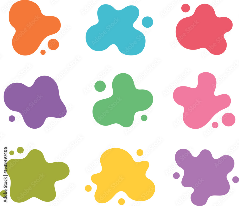 Poster colorful abstract blob shapes on white background for design and graphic projects