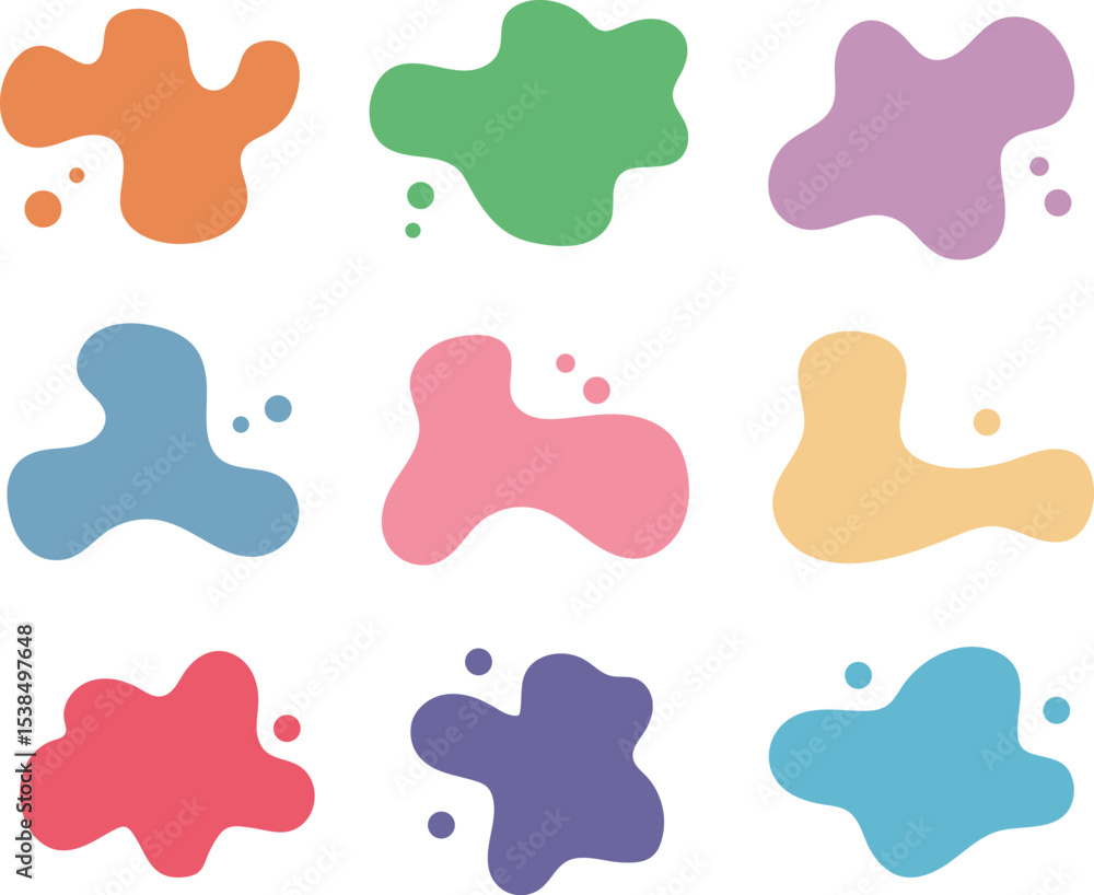 Poster colorful abstract paint splatter elements set for design and decorative use
