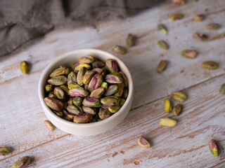 Pistachio nut cashew. Healthy snack high in dietary fiber.