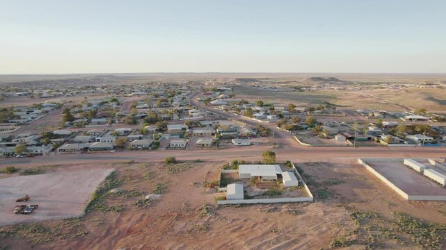 Panoramic Aerial View Of Coober Pedy Town In Northern South Australia.
