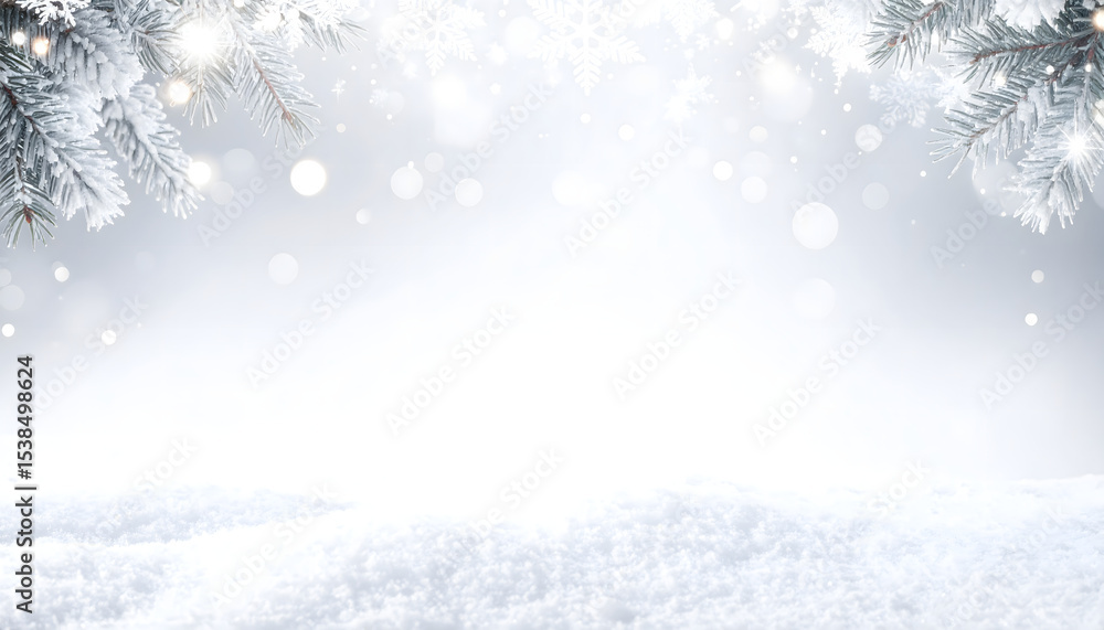 Poster white frosted background with subtle fog and sparkle