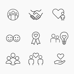 Minimalist Outline Icons for Friendship and Connection Concepts, Perfect for web, apps and social design themes