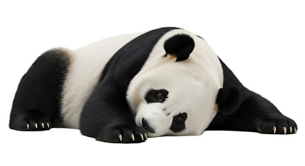Resting Panda Lying Down Relaxed on White Background