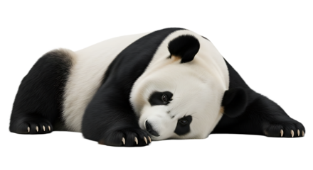 Resting Panda Lying Down Relaxed on White Background