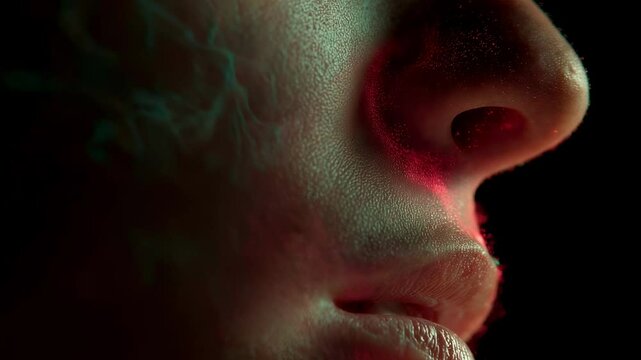 Glowing broca's and wernicke's areas highlight speech recovery in patient's face, signifying neurological function restoration in medical visualization
