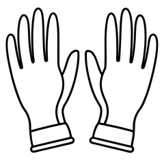 Sterile Gloves Line Art Vector