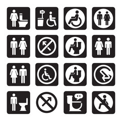 set toilet sign symbol icon  bathroom outline sig Restrooms for men and women, vecto