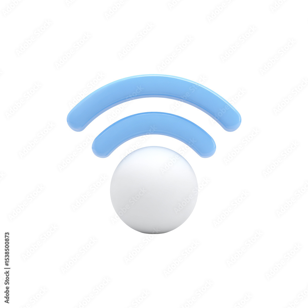 Poster a clean and minimalist wifi indicator consisting of two curved lines above a sphere, transparent bac