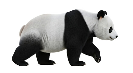Panda Walking Isolated on White Background Side View
