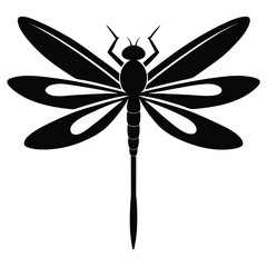 Simple elegant black dragonfly shows off beautiful wing pattern in this minimalist design