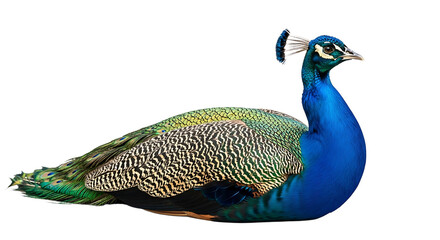 Resting Bird with Vibrant Plumage Isolated on White