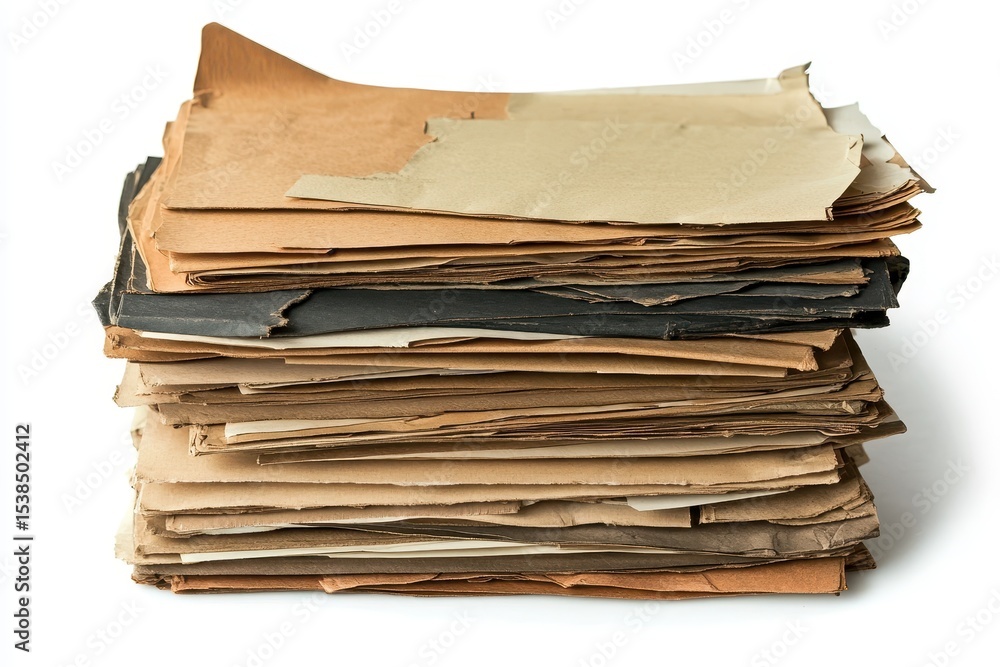 Poster stack of various business documents and papers organized for review and sorting at a professional wo